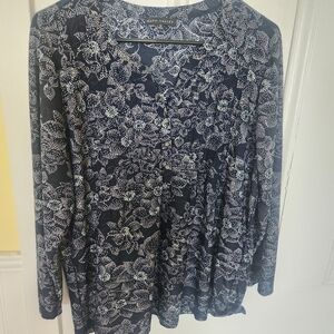 Napa Valley Medium Navy Floral Women's Blouse